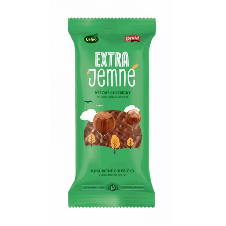 Druid Jemné kukuričné chlebíčky lieskovo-oriešková poleva 65 g