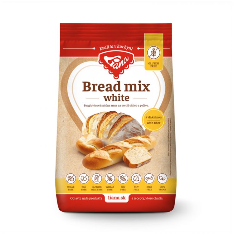 Liana Bread mix white bezlepkova zmes na svetly chlieb a pecivo 1kg