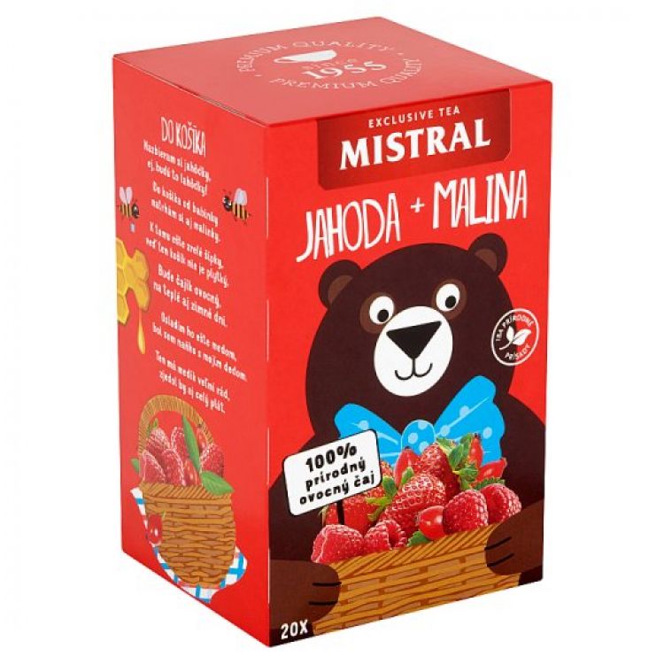 Mistral Jahoda + malina ovocný čaj s príchuťou 20 x 2,2 g
