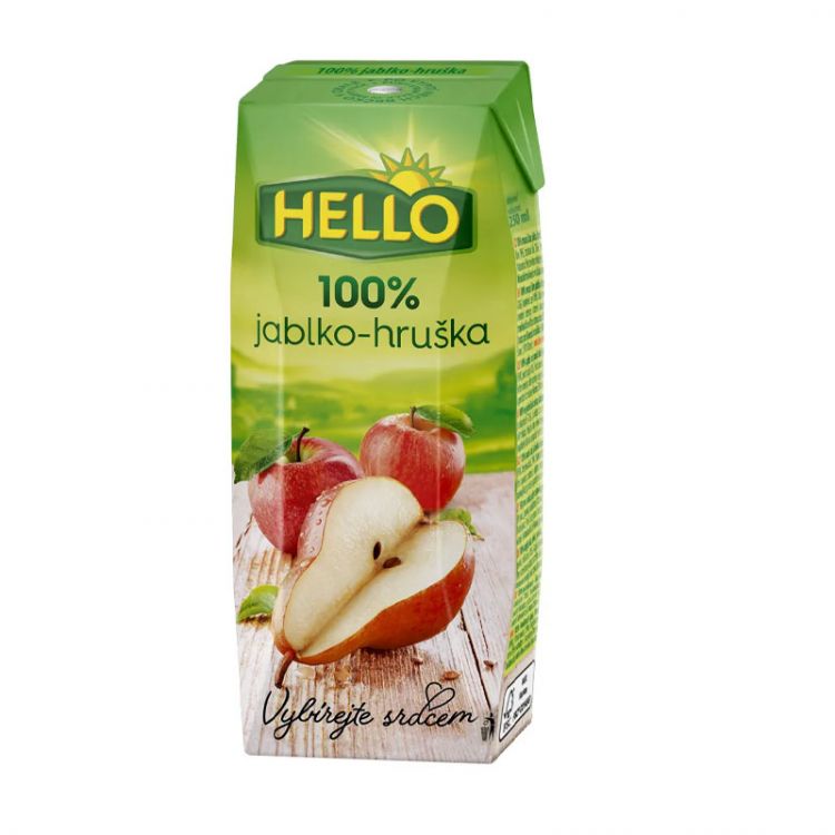 Hello 100% Jablko, Hruška 250ml